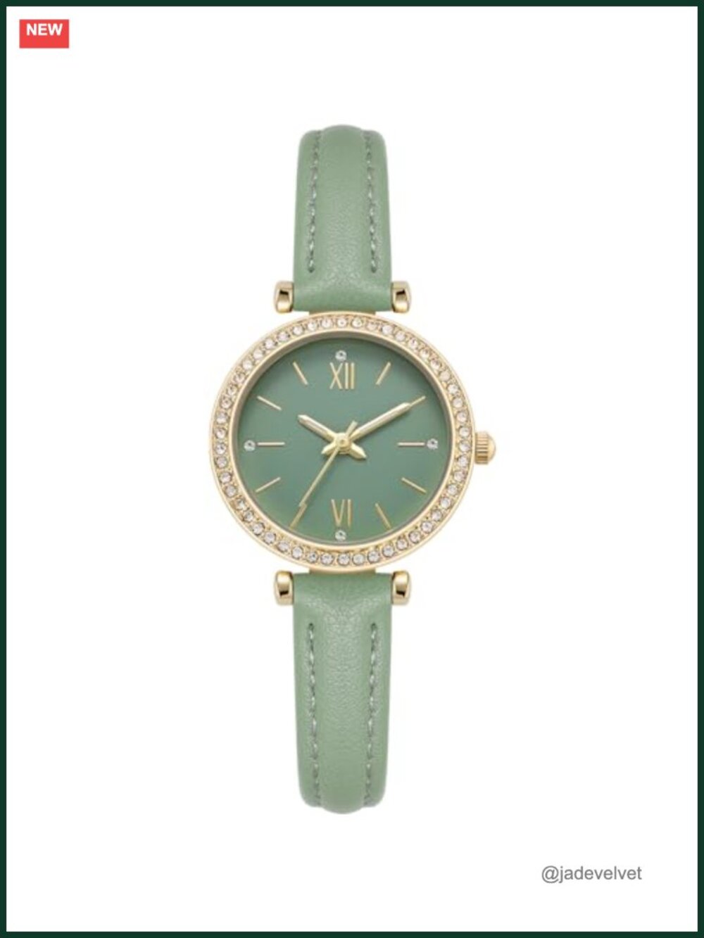 MOVEBEST Womens Quartz Watch Crystal Rhinestone Bezel Leather Band